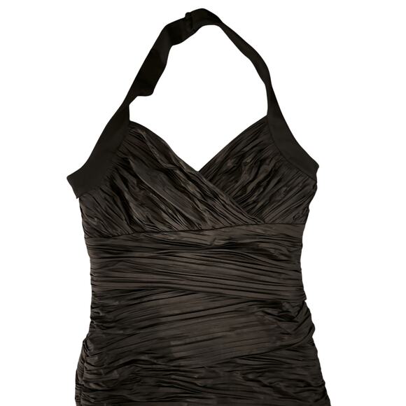 WHBM Instantly Slimming Ruched Halter Dress Black Size 10 Cocktail Party Glam - Picture 2 of 6